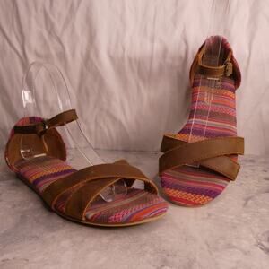 Toms Brown leather strappy sandals women's  6.5‎ multicolor